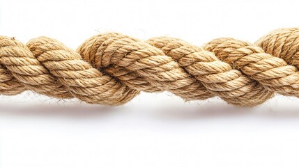 Twisted Hemp Ropes on White Background - Natural Material Concept