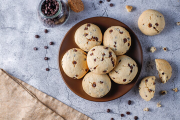 Homemade delicious chocolate chip cookies.