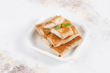 Homemade delicious frozen stuffed pancakes.