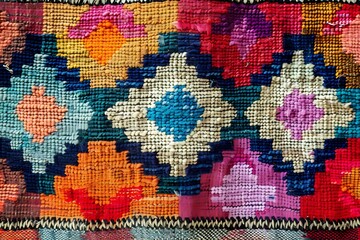 Colorful Rug Texture Closeup - Abstract Illustration