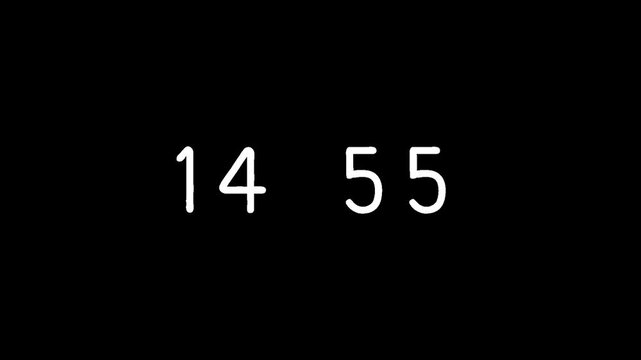 Minimalist Digital Timer countdown 15 minutes on Black Background 
