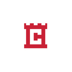 Obraz premium Castle Initial Letter C logo design vector template
