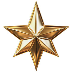 PNG Gold decorative star with a three-dimensional effect on a plain background