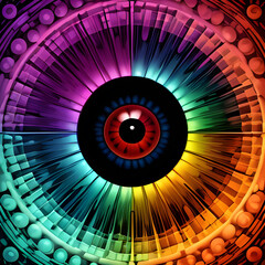 full color abstract illustration of a human eye