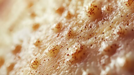 Close-up of skin showing the characteristic rash of monkeypox, with distinct lesions and pustules at different stages of healing.