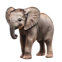 PNG Young elephant standing attentively in a natural setting during daylight in a wildlife sanctuary