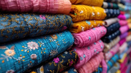 colorful fabrics for sale in market