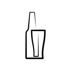 beer bottle and glass line logo vector icon