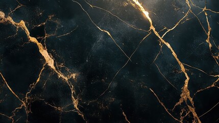 A textured black marble surface with gold veins, suitable for design and decor.