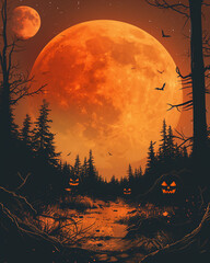 Halloween night background. scary Halloween background