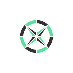 green black compass logo icon vector