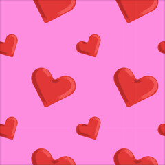 Red shaded hearts pattern on pink background