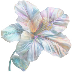 Fototapeta premium PNG A delicate pastel hibiscus flower with iridescent petals against a neutral background