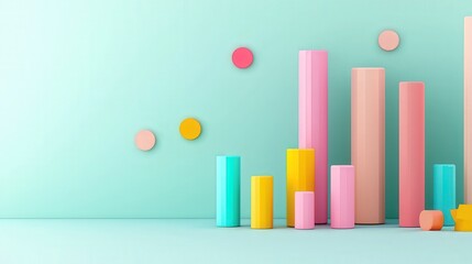 Product analysis, detailed charts with product icons, 3D illustration on a white background.