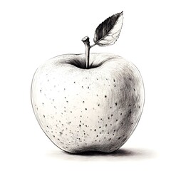 Minimalist of a Doodle Apple on Plain White Background