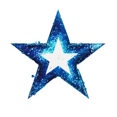 Obraz premium PNG Blue and white star with a sparkling galaxy effect on a white background