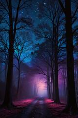 Fototapeta premium night in the forest - AI Generated