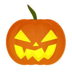 Halloween pumpkin with smile face on white background.