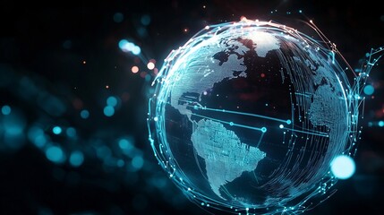 Obraz premium Futuristic Digital Globe with Interconnected Networks Representation