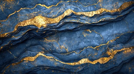 A blue and gold stone wall with a gold and blue pattern