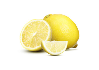 Fresh ripe lemon fruits isolated on white