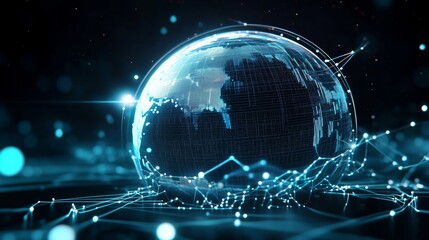 Obraz premium Futuristic Digital Globe with Interconnected Network Lines