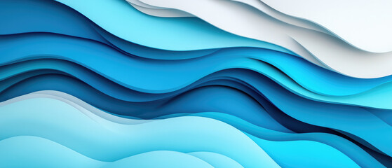 Fototapeta premium Fluid Ocean Waves, a dynamic composition of layered blues flowing gracefully, evokes a sense of calmness and movement reminiscent of ocean currents and skies.