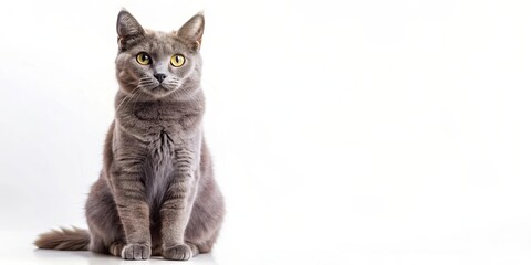 A cute gray cat sitting gracefully, perfect for pet lovers and animal themes