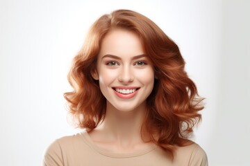 Fototapeta premium Beautiful smiling woman portrait looking adult.