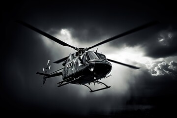 Fototapeta premium Photography helicopter monochrome aircraft airplane.
