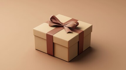 A brown box with a ribbon on top of it