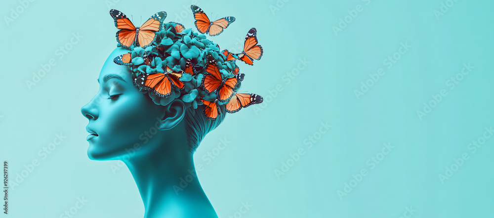 Poster Woman with Butterflies.