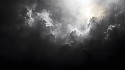 Fototapeta premium Dark black-white grainy background, grunge noise texture gradient banner