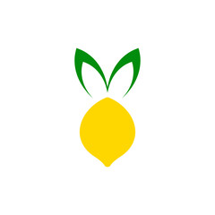 lemon with leaves logo icon vector symbol