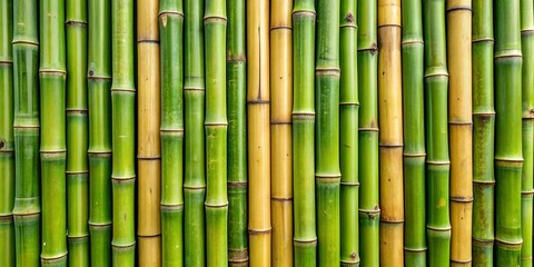 Fototapeta premium Bamboo wall background with green stalks and natural texture
