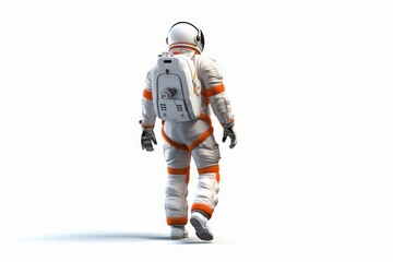 Astronaut sports white background protection.