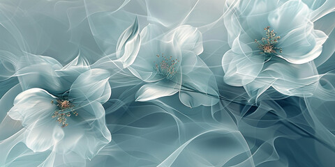 Light colored photo wallpaper with flowers on a textural background
