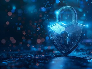 Padlock Icon with Shield Overlay Representing Fortified Protection and Safety