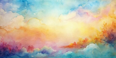 Watercolor painting on textured paper background with soft colors and intricate details