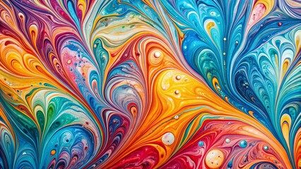 Acrylic color marbling art pattern on paper background