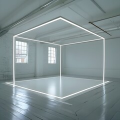 "empty room with windows" and "Ephemeral Light Installation Mockup Design Customization