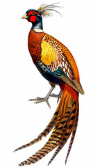 Fototapeta premium golden pheasant,Luxurious golden pheasant with an open tail.