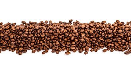Naklejka premium Cascading Coffee Beans on White Background, Dynamic Lines, Rich Textures, Earthy Tones