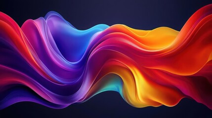 Vibrant abstract wave flowing in rich colors of purple, orange, and blue, creating a dynamic and modern background.