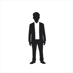 Single man stick figure icon Silhouette, black vector icon on a white background 
