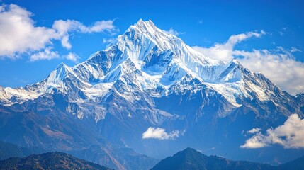 Fototapeta premium Majestic Mountain Peak Under a Blue Sky