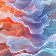 Obraz premium hyper-realistic digital background with flowing, wave-like lines in calming shades of pale aqua and soft coral