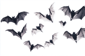 Fototapeta premium Halloween bats are flying on white background
