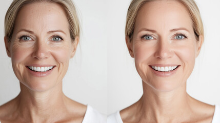 Professional before after eye wrinkle fine line skin rejuvenation dermal treatment comparison clinical skincare beauty face rejuvenation dermatology clinic anti-aging skincare results