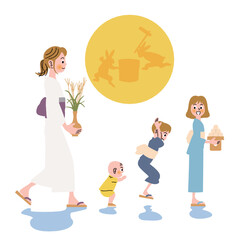 秋_お月見_家族